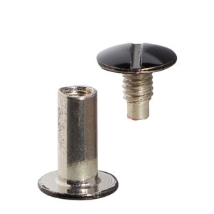 Vis de reliure, nickelé, tête avec tige filetée en noir 10 mm