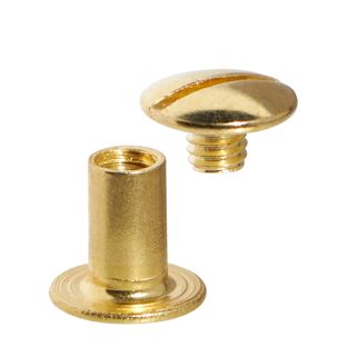 Vis de reliure, laitonné 10 mm | écrou lisse, vis fendue 