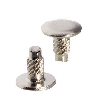 Têtes avec tige filetée pour vis de reliure, 8 mm, avec rallonge de 4 mm, nickelé 