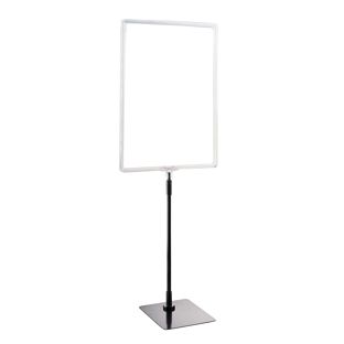 Plakatrahmen mit Standfuß und Halterung (Set) A3 Aluminiumstange verstellbar von 350 - 550 mm | transparent | Standfläche: schwarz