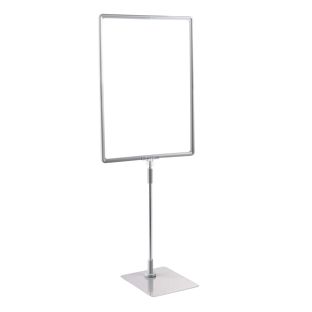Plakatrahmen mit Standfuß und Halterung (Set) A3 Aluminiumstange verstellbar von 350 - 550 mm | grau | Standfläche: grau