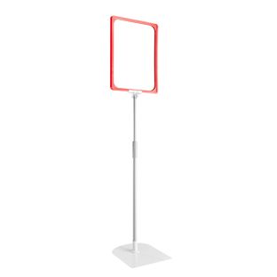 Cadre pour affiche avec pied et support (kit) A4 rouge  | surface d'appui: gris  | Tige aluminium téléscopique ajustable de 350- 550 mm 