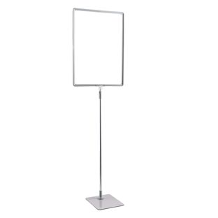 Plakatrahmen mit Standfuß und Halterung (Set) A3 grau  | Standfläche: grau  | Aluminiumstange verstellbar von 600 - 900 mm 