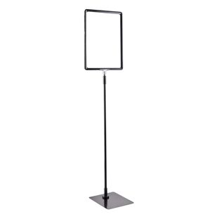 Plakatrahmen mit Standfuß und Halterung (Set) A4 schwarz  | Standfläche: schwarz  | Aluminiumstange verstellbar von 600 - 900 mm 