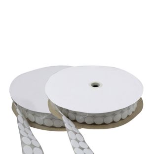 Klettpunkte auf Rolle, 21 mm | weiß | Set - Haken & Flausch