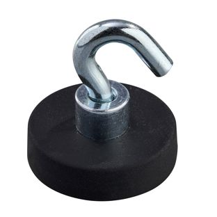 Gummierte Magnete mit Haken 22 mm | schwarz