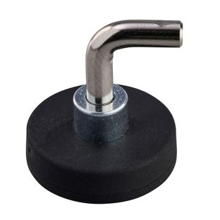 Gummierte Magnete mit Haken, L-Form 22 mm | schwarz