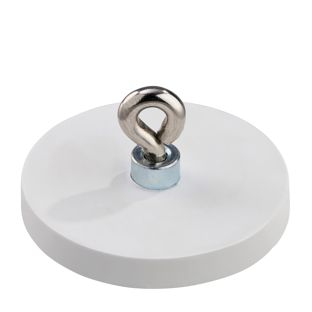Aimant caoutchouté avec œillet 43 mm | blanc 