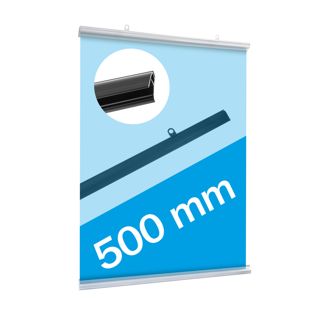 Posterklemmschienen Kunststoff, aufklappbar 500 mm | transparent 
