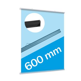 Posterschienen Kunststoff, zum Einschieben 600 mm | transparent  | 2 Aufhänger 