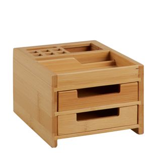 Organiseur de bureau en bois 2 tiroirs 