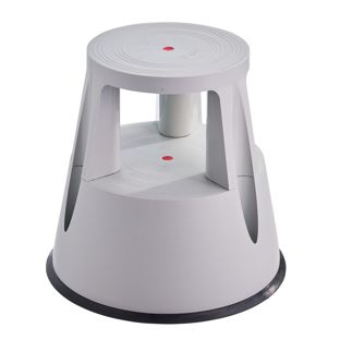 Tabouret roulant, en plastique, 2 marches gris 