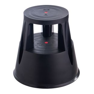 Tabouret roulant, en plastique, 2 marches noir 
