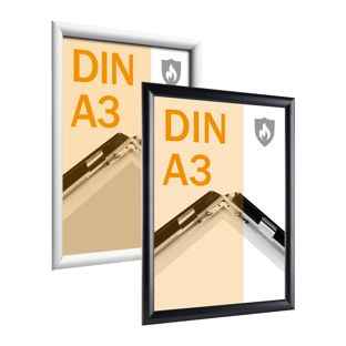 Cadre clic-clac ignifuge A3 avec certificat de classement au feu B-s1, d0 