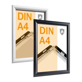 Cadre clic-clac ignifuge A4 avec certificat de classement au feu B-s1, d0 