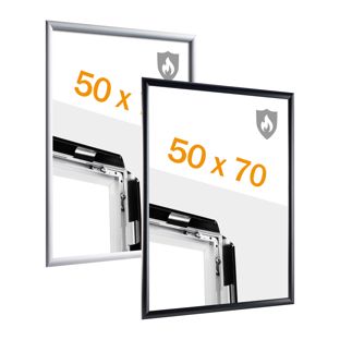 Cadre clic-clac ignifuge 50 x 70 avec certificat de classement au feu B-s1, d0 