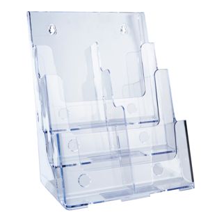 Prospekthalter Wand/ Stand, Polystyrol, transparent PTXC 3 x A4 + 1/3 A4 