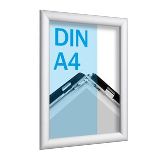 Cadre clic-clac rabattable, aluminium, A4 argent  | 25 mm | En onglet 