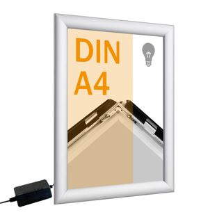 Cadre clic-clac, aluminium, A4, LED argent 