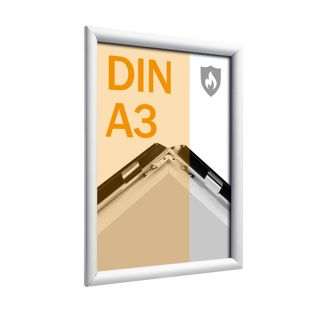 Brandschutzrahmen A3 mit PET Deckelblatt  | silber 