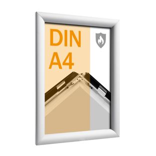 Brandschutzrahmen A4 mit PET Deckelblatt  | silber 