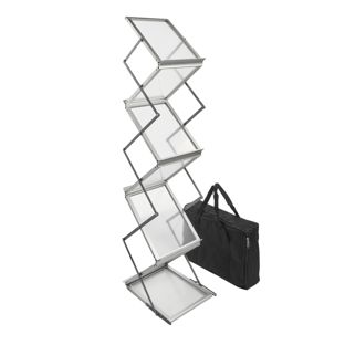 Présentoir brochures pliable BOSTON 6 x A4 avec sac, argent A4   | argent  | avec sac de transport 