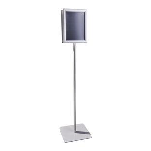 Présentoir sur pied CLASSIC A4 double face avec cadre clic clac, argent argent