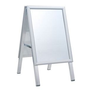 Kundenstopper SOLID-STOP A3 Outdoor, 25 mm Profil, Gehrungsecken Hochformat | silber