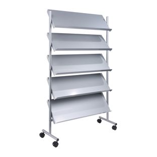 Prospektregal mit Rollen LINCOLN, Metall, 20x A4, silber 5 | 20x A4
