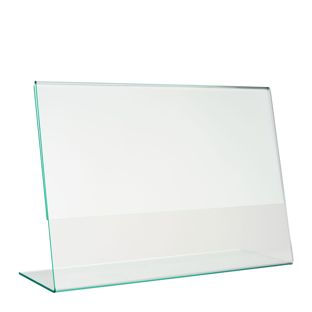 L-Aufsteller mit Glasoptik, PMMA (Acryl), transparent Querformat | A5