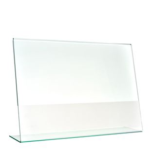 Présentoir en L à aspect verre, PMMA (acrylique), transparent format paysage | A4
