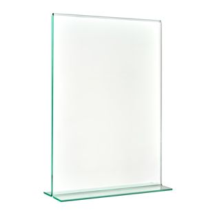T-Aufsteller mit Glasoptik, PMMA (Acryl), transparent Hochformat | A5