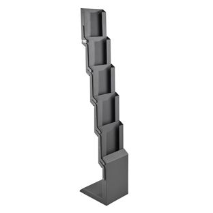 Présentoir brochures pliable CONCORD, 5x A4 avec sac, argent 