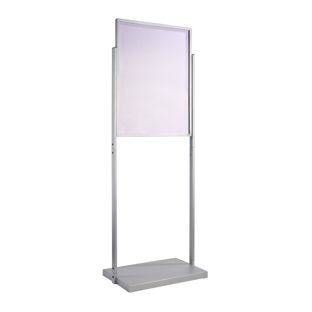 Porte-affiche sur pied, double face A1, EDGE argent | null