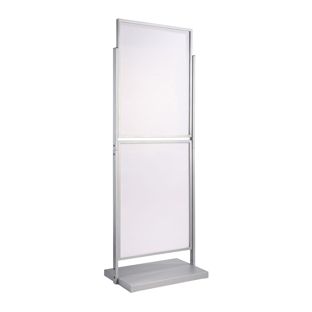 Porte-affiche sur pied, double face A1, EDGE argent | null
