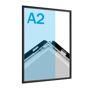 Cadre clic-clac rabattable, aluminium, A2 En onglet | noir | 17 mm