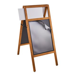 Stop-trottoir bois COMBI PLUS A2, avec ardoise et cadre magnétique, aspect bois 