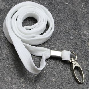 Lanyard, 10 mm breit weiß  | mit Karabiner Clip 