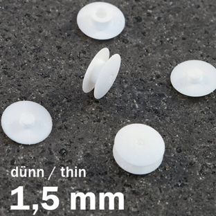 Œillets de pression en plastique, modèle fin blanc  | 1.5 mm | 10 mm