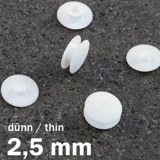 Œillets de pression en plastique, modèle fin blanc  | 2.5 mm | 10 mm