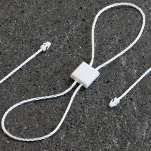 Attaches cordon avec 2 ferrets et un boîtier de serrage blanc 