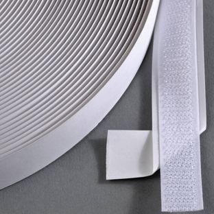 Bande auto-agrippante, adhésif, crochet (rouleau de 25 m) 20 mm | blanc 