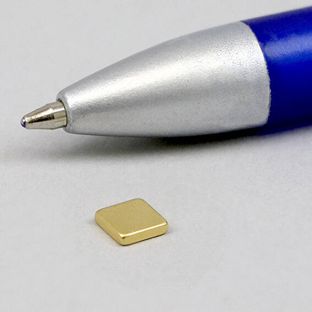 Quadermagnete aus Neodym, vergoldet 5 x 5 mm  | 1.2 mm
