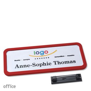 Namensschild mit Nadel OFFICE 75 x 27 mm  | rot 