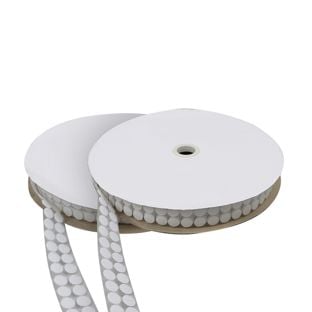 Klettpunkte auf Rolle, Set - Haken & Flausch  | 13 mm | weiß 