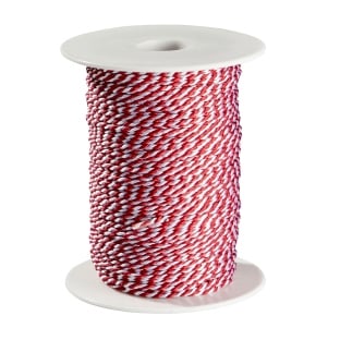 Cordon de viscose sur rouleau, blanc / rouge (rouleau de 100 m) 