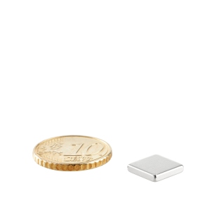 Aimants carrés néodyme, nickelé 10 x 10 mm | 2 mm