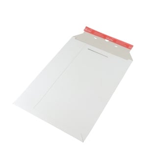 Pochette d'expédition en carton A3, 31 x 44,5 x 3 cm, fermeture autocollante et bande d'arrachement,  blanc 