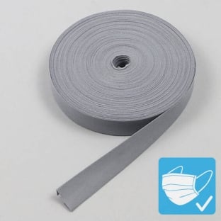 Bande de fixation de biais, polyester, 20 mm (rouleau de 25 m) gris