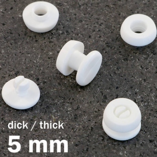 Œillets de pression en plastique, modèle épais blanc | 5 mm